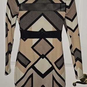 Fire Los Angeles Black and Tan Long Sleeve Dress
